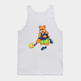 Bear at Hockey with Hockey bat Tank Top